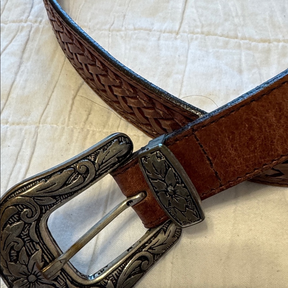 Unbranded Leather Braided Belt Silver Metal‎ Buckle Rodeo, Western